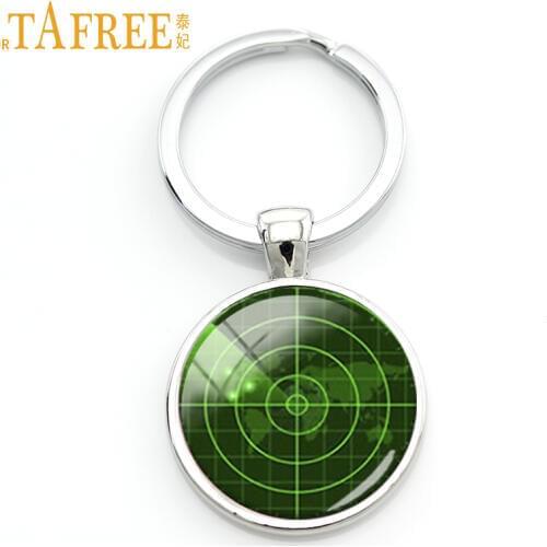 TAFREE Handmade trendy dark green radar screen picture key chain charm navy ship radar art keychain jewelry sailors gift KC493