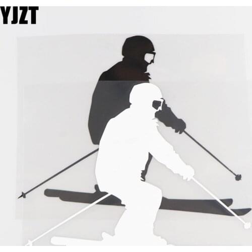 YJZT 18.2×13.9CM Cartoon Creative Ski Car Sticker Fun Personalized Vinyl Full Car Body Decal Black/Silver 20A-0111