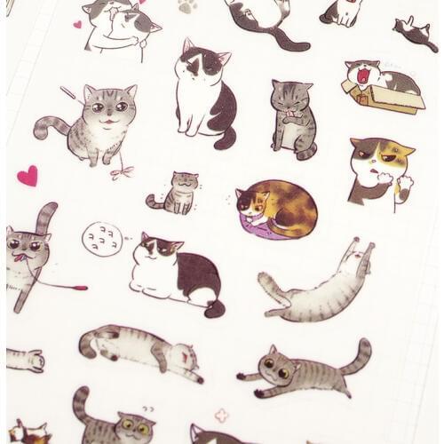 Z29 6 Sheets Kawaii Cute Funny Playing Cat DIY Decorative Stickers Diary Phone Bottle Decor Stick Label Kids Gift