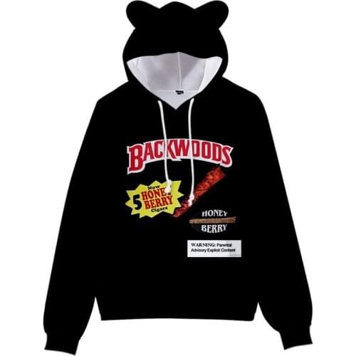 3 To 14 Years Kids Hoodies BACKWOODS 3d Print Cat Ears Hoodie Sweatshirt Boys Girls Fashion Cartoon Jacket Coat Children Clothes