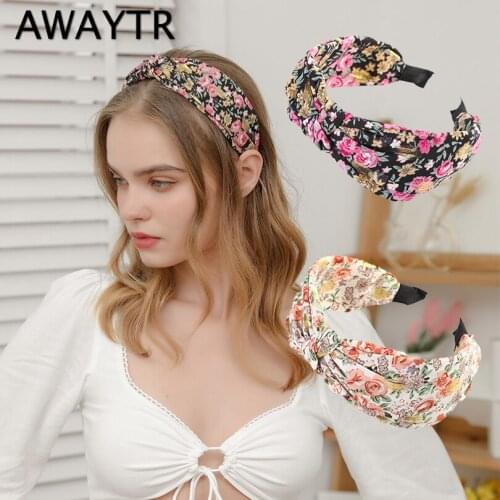 AWAYTR 1PC Headband for Women Hair Accessories Print Knotted Hairband Hair Hoop Girls Hair Bands Bezel Headwear
