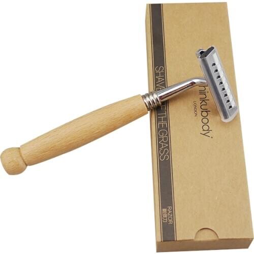 1pcs Vbatty wood razor non-disposable stainless steel razor Replaceable razor head retro beard knife Men Shaving