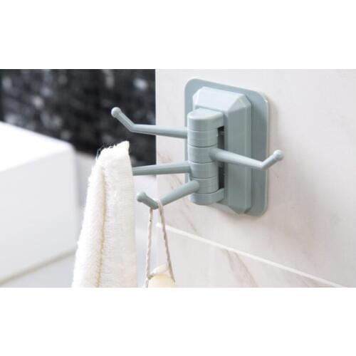 1PC Home Creative Wall Pothook Rotary 4-Hook Kitchen Bathroom Wall Towel Rack without Screw Trackless Storage Rack Hook OK 0857