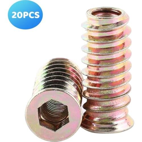 20pcsx M4 M5 M6 M8 M10 Zinc Alloy Flange wood Insert Nut Hex Drive Head Furniture Nuts length 25mm