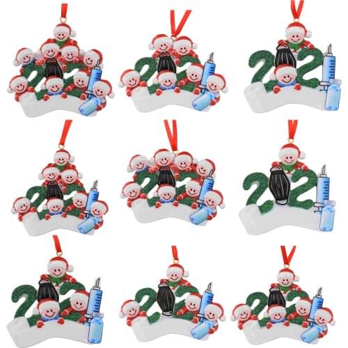 2021 Christmas Family Pendant Resin DIY Ornaments For Decor Christmas Family DIY Handwritten Greetings Snowman Resin Amicable