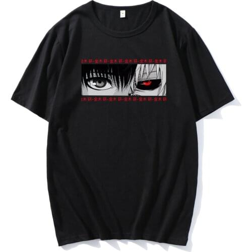 2021 Japan Anime Tokyo Ghoul Kaneki Ken Eyes Pattern Casual T-shirt Oversized Loose Hip Hop Streetwear Harajuku Men Tee Tops