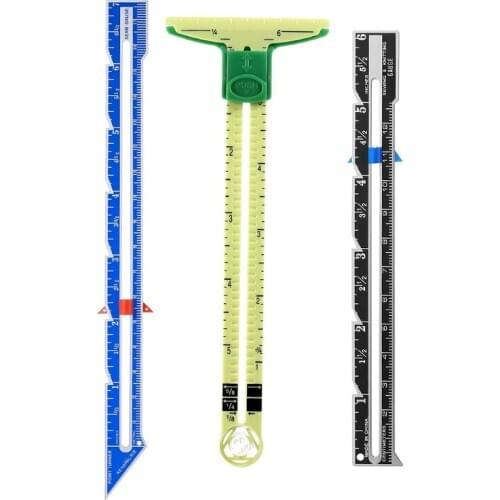 3 Pieces Sliding Gauge Measuring Sewing Tool Set Measuring Sewing Gauge 5-in-1 T-Shaped Sliding Gauge Ruler Fabric Quilt