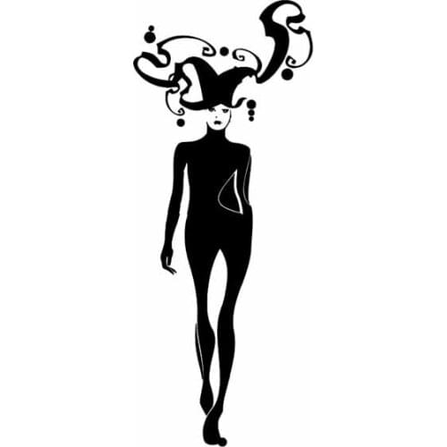 5.7*14.2CM Vinyl Decal Wired Clown Lonely Girl Skillful Manufucature Car Sticker Popular Style Black/Silver C20-0415