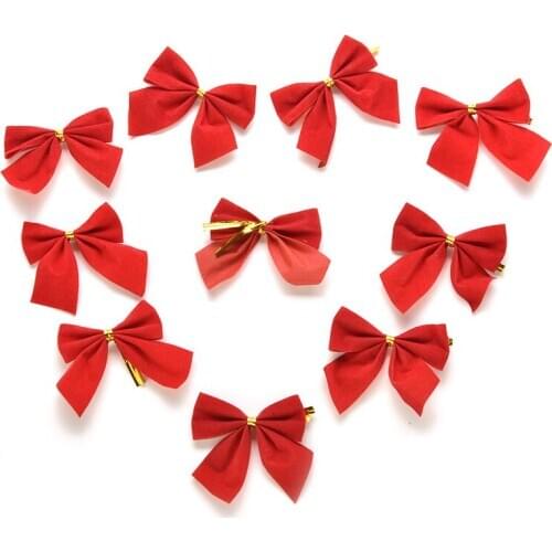 60PCS XMAS Party Bows Christmas Tree Bow Decoration Baubles New Year Ornaments Santa Claus Christmas Decoration Supplies