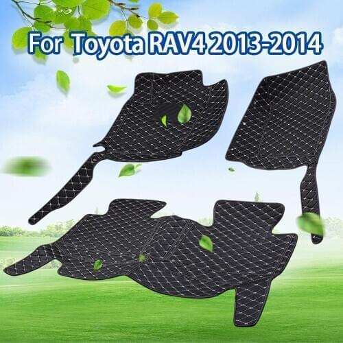 3pcs/set Car Floor Mats Full Set for Toyota RAV4 2013-2019 Left Drive Black PU Leather Floor Liner Mat Surrounding Protection