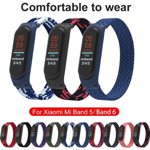 Bracelet for Mi band 5 Strap Nylon Braided Solo Loop pulseira bracelet Miband5 Miband6 Wristband for xiaomi Mi band 5 6 strap