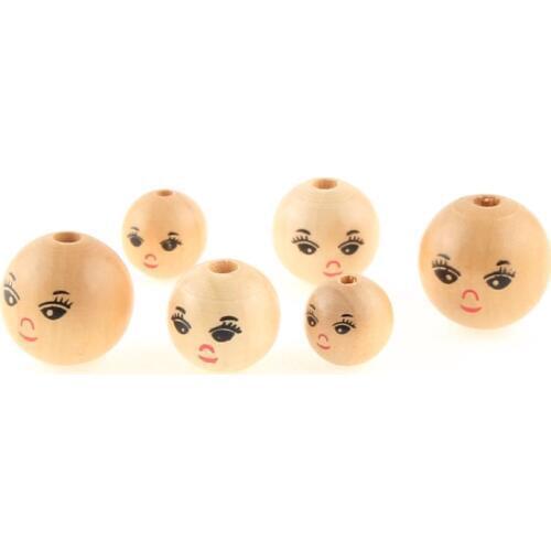 14/18/22mm Wood Spacer Beads Natural Smile Face For Jewelry Making Supplies Bead DIY Handmade Necklace Bracelet