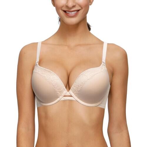 Vogue Secret Bras For Women Lace Embroidery Push Up Bras Wire Floral Sexy Low Brassiere 30 32 34 36 38 40 42 44 A B C D DD E