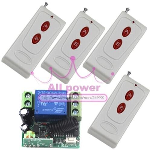 DC12V10A 1CH Fixed Code Wireless Remote Control System 1 Receiver And 4 Transmitter FOR Entrance guard door