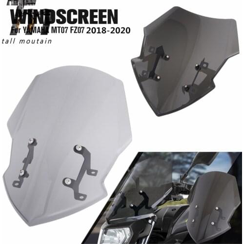 For Yamaha MT07 MT 07 MT-07 FZ07 FZ-07 2018 2019 2020 Motorcycle Windscreen Windshield Wind Deflector With Bracket Double Bubble