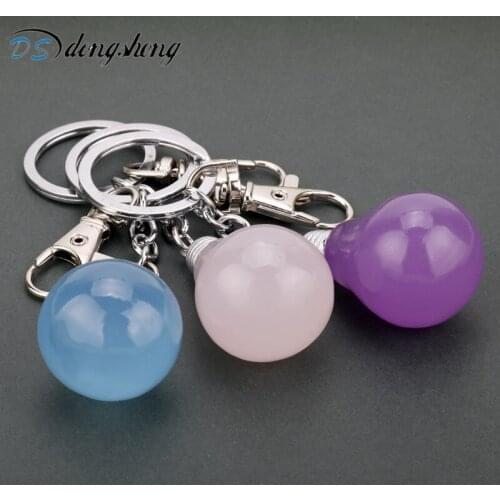 Dongsheng Newest Light Bulb Keychain DIY Creative Bulb Pendant Key Chain Lovers Present Mini Keyring Car Keys Key Holder-5