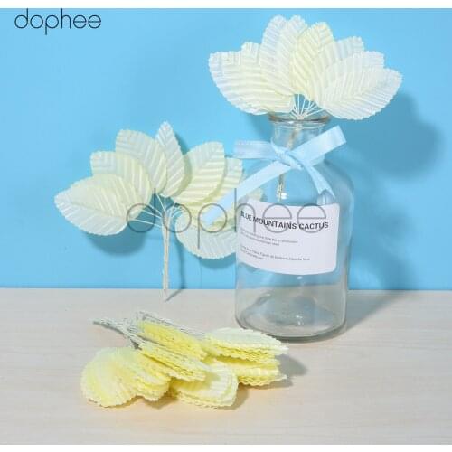 Dophee 100pcs Mini Nylon Silk Leaf-shaped Leaves Artificial Flower For Wedding Decoration DIY Wreath Gift Scrapbooking Craft
