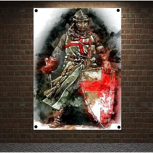 Knights Templar Armor Banners Flags Wall Sticker Crusader Posters Tapestry Living Room Decoration Canvas Painting Wall Hanging