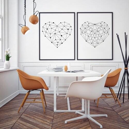Geometric Heart Shape Canvas Art Print Painting Poster, Wall Pictures for Home Decoration, Modern Wall Art Decor