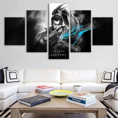 Canvas Painting Wall Art HD Printing Poster 5 Panel League Of Legends The Unforgiven Yasuo Home Decor Modern Modular Pictures