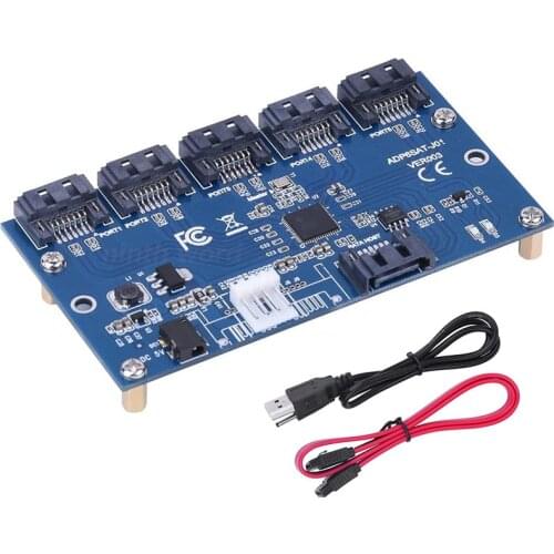 SATA 1 To 5 Port Converter, SATA Converter Expansion Card, Multiplier Harddrive Hard Drive HDD SSD Accessory