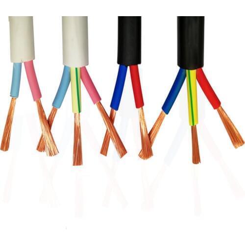 5M Copper Core Wire RVV2 core 0.75 1 1.5 2.5 4 square White Copper Cable Home Household Wire PVC Oxygen Free Copper Wire