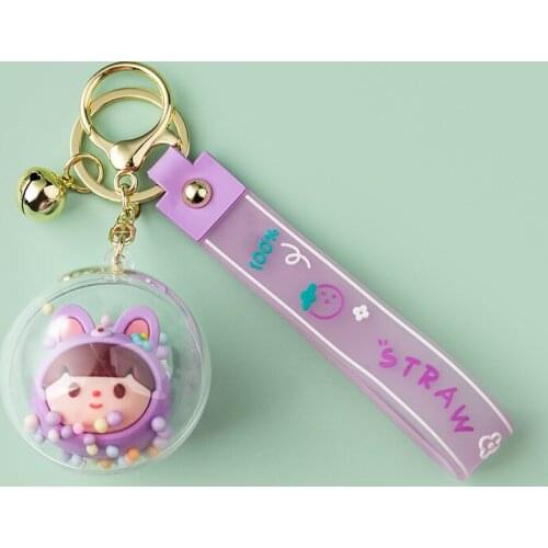 Kawaii Girl Keychain Sweet Magic Ball Key Chain Accessories Acrylic Pendant For Clothes Backpack Keyring Charm Couple Gift