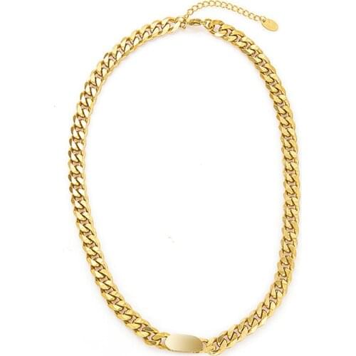 Trendy Stainless Steel Curb Cuban Chain Necklace 2021 Choker Collar Statement Fashion Charm Golden Necklace for Women 2021