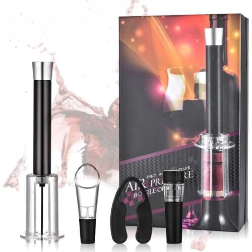 4pcs Stainless Steel Wine Opener Set Aluminum Tube Plastic Wine Pressure Vacuum Bottle Opener Kitchen Accessories Gadgets