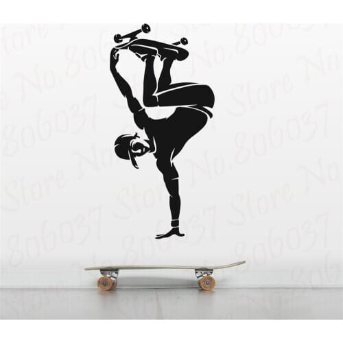 Teenagers Playing Skate Wall Decals Skateboard Living Room Kids Teens Room Wall Sticker Home Decor Adhesive Art Mural WL1976
