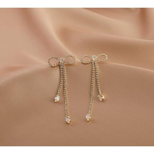New Bow Tassel Earrings Classic Earrings for Woman Korean Fashion Jewelry Luxury Party Girls Unusual Earrings Elegant Lady