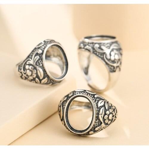 12*16mm 925 STERLING SILVER Semi Mount Bases Blanks base blank Pad men ring Setting jewelry findings (without stone) A5381