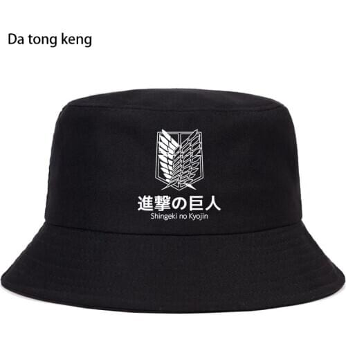 Attack on Titan Summer Hat Women Men Panama Bucket Cap The Design Flat Visor Japan Anime Fisherman Hat