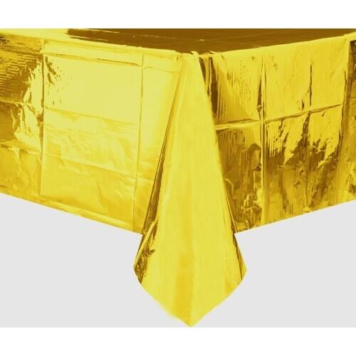 Plastic Tablecover Party Foil Tablecloth Gold Table Cloth Table Cover Rectangular Birthday Tablecloth Wedding Party Supplies