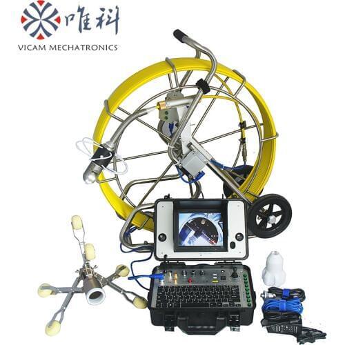 120m Pan Tilt Sewer Camera Robot Drain Pipe Inspection Camera Sewerage Robot with battery powered and PT rotative camera head