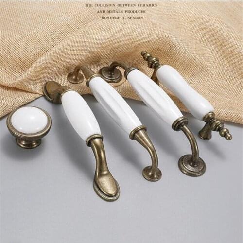 Simple Ceramic Door Handle White European Ceramic Knob Handles Single Hole Drawer Cabinet Door Wardrobe Door Pulls Furniture Diy