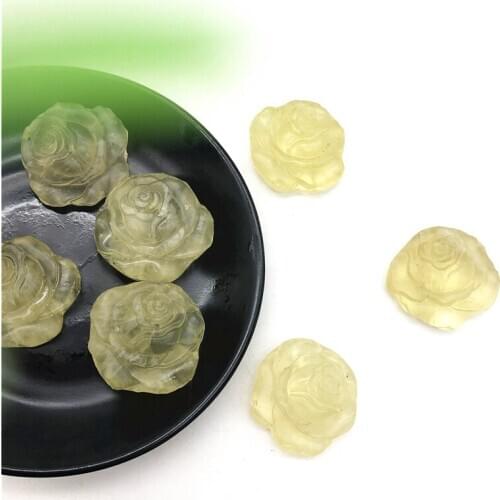 Drop Shipping 1PC Natural Yellow Crystal Citrine Rose Flower Shaped Hand Carved Crystal Healing Natural Stones and Crystals