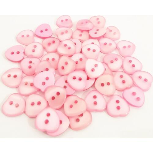 100pcs 10x11mm Pink Resin 2 Holes Heart Buttons Sewing Accessories Baby Fancy Button For Scrapbooking