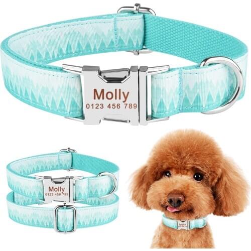 Adjustable Nylon Dog Collars Personalized Pet Collars Custom Engraved Name Dogs Collars Puppy Medium Large Dogs Cat Dog ID Tag