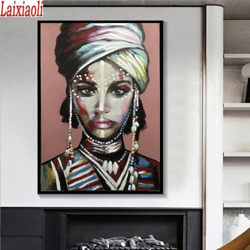 Diy round square diamond embroidery Dress up African Woman full diamond painting stitch cross mosaic picture abstract home art