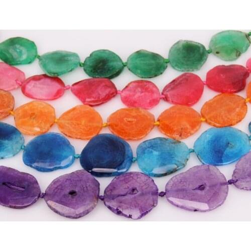 Mixed Colors,Large Achate Stones Faceted Trapezoid Shape Beads Pendants,9PCS,Smooth Dragon Veins Achate Drilled Slab Slice Beads