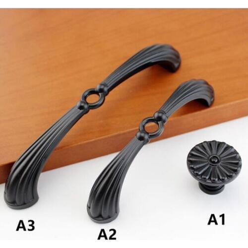 96mm 128mm modern simple black furniture handles black drawer cabinet knob pull antique black dresser door handle pull 5" 3.75"