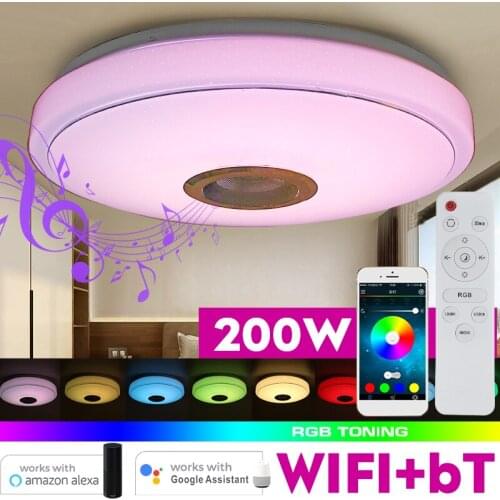 200W WiFi Modern RGB LED Ceiling Light Home Lighting APP bluetooth Music Light Bedroom Lamp Smart Ceiling Lamp Remote Control