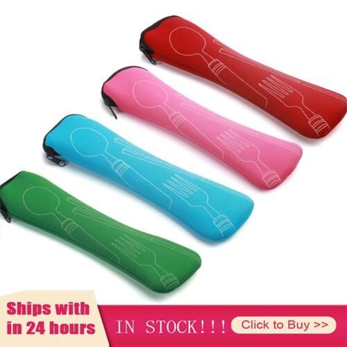 Tableware Bag Washable With Zipper Travel Cutlery Kit Case Organizer Pouch For Dinner Travel Camping Tableware Household Tool