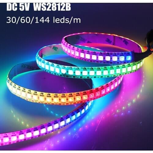 DC5V WS2812B LED Strip 5050 RGB Full Color 1m/3m/5m 30/60/144 pixels/leds/m Smart led pixel strip,WS2812 IC LED Light Lamp