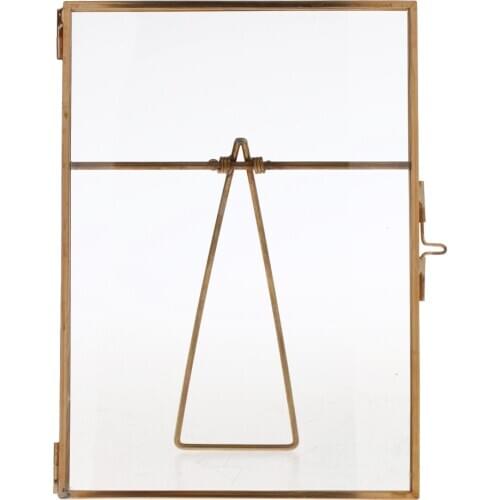 Vintage Metal Glass Frame Freestanding Picture Photo Frame Home Decor Gold