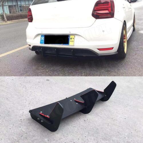 High Quality ABS Rear Lip diffuser Trim Cover Spoiler For VW Polo GTI 2015 2016 Fins Shark Style Back Bumper Guard Car Styling
