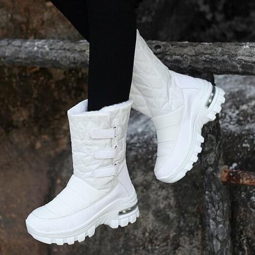 2021 Women Winter Boots Waterproof High Quality Keep Warm Plush Boots Women Mid-Calf Snow Boots Non-slip