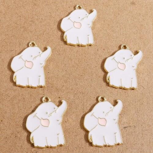 10pcs 22*25mm Alloy Enamel Elephant Charms for Jewelry Making Animal Pendants Necklaces Earrings Bracelets Handmade DIY Crafts