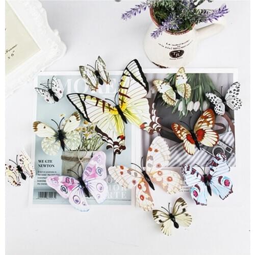 12pcs Interesting 3D Simulation Butterfly Fridge Magnet Kitchen Wedding Window Accessories Decoration Home Gift Ideas Decor DIY